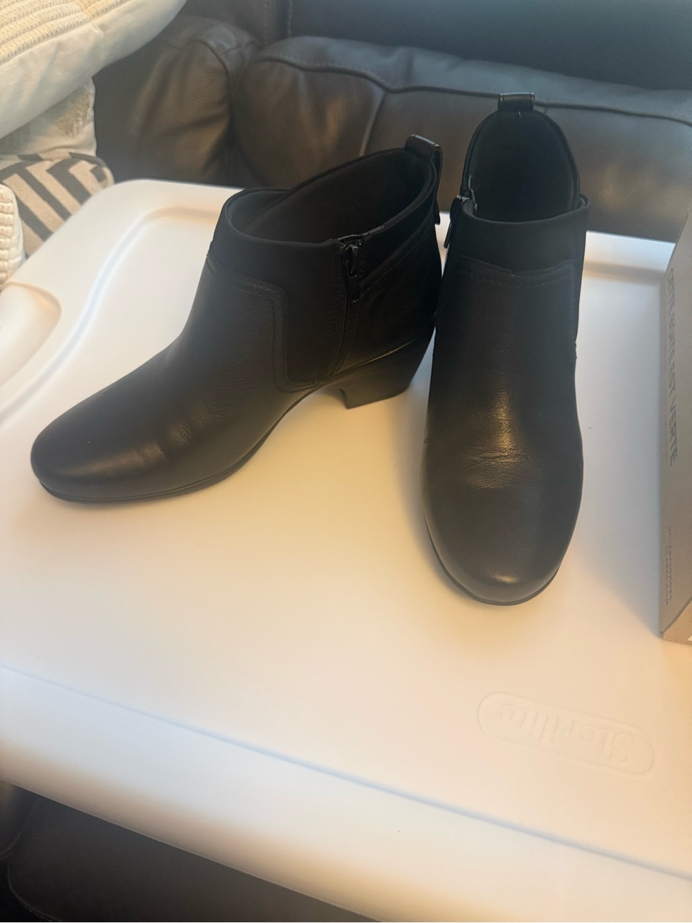 Clarks Black Leather Ankle Booties  Emily Chelsea